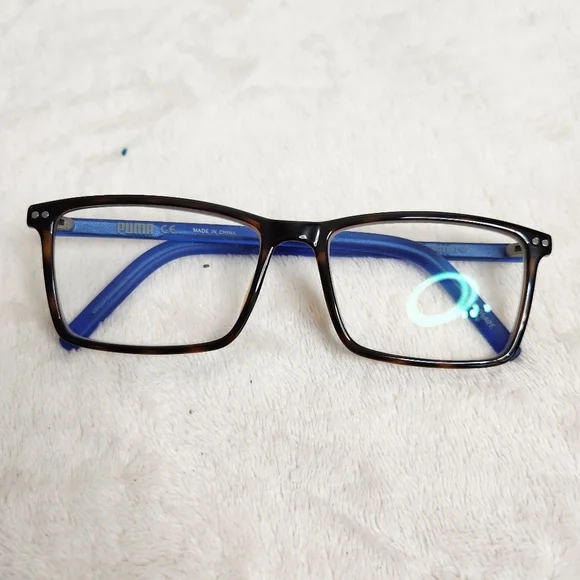 Puma Brown and Blue Men's Prescription Eyeglass Frames with Carrying Cases - Picture 4 of 16